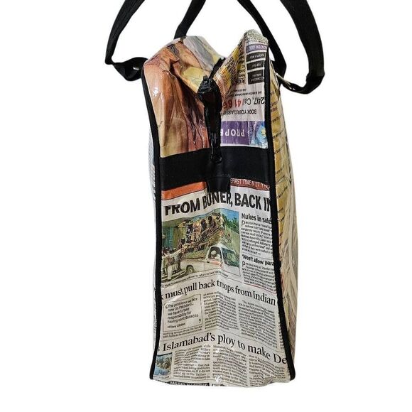Karma Living laminated newspapers medium sized  tote. - Picture 2 of 8